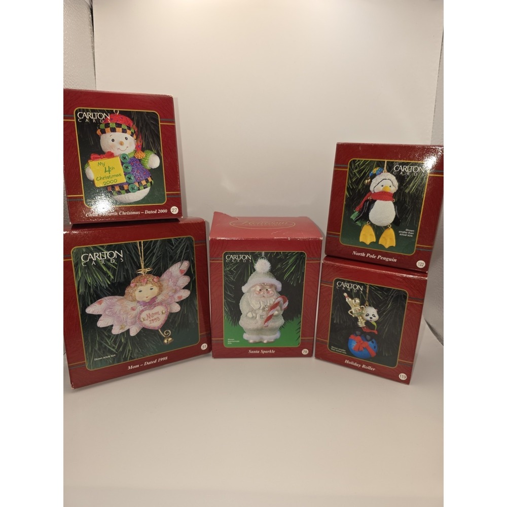 Set Of 5 Carlton Cards Heirloom Collection Christmas Ornaments
